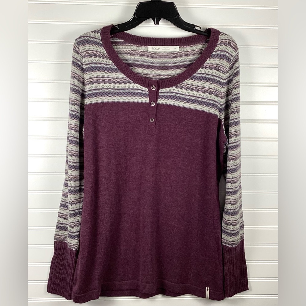 Woolrich Long Sleeve Knit Henley 1/4 Button Pullover Shirt Women's Size Large